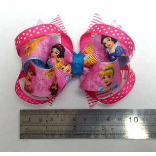 Snow White, Cinderella Princess Grosgrain Ribbon Girls 4" Boutique Bow Hair Bows ( Hair Clip or Hair Band )
